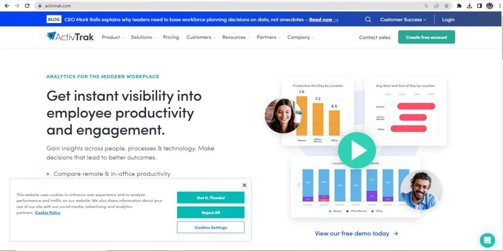 ActivTrak BEst Workforce Analytics for Productivity Management Software